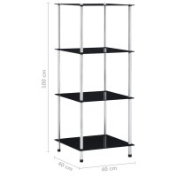 Raft modern cu 4 etaje, negru, 40 x 40 x 100 cm, din sticla securizata - 5