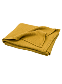 Patura impletita din bumbac organic 80x100 cm galben-mustar - 4