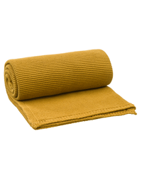 Patura impletita din bumbac organic 80x100 cm galben-mustar - 1