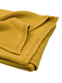 Patura impletita din bumbac organic 80x100 cm galben-mustar - 2