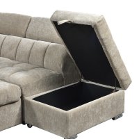 Coltar stanga extensibil cu depozitare, Nuvora, Pako, Bej 244x225x79 cm - 7