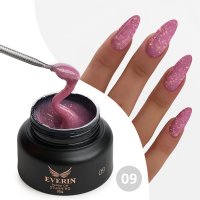 Gel Constructie Everin Stunning 09 Mov Prună cu Paiete Holografice | Gel Autonivelant Profesional - 1