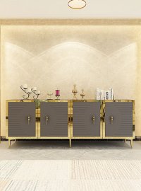 Consola Hanah Home 555CHM1318, PAL Melaminat, 180 x 32 x 75 cm, Antracit/Auriu - 6