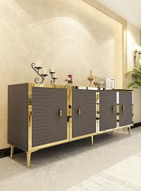 Consola Hanah Home 555CHM1318, PAL Melaminat, 180 x 32 x 75 cm, Antracit/Auriu - 5