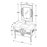 Set mobilier baie Pierre Cardin Hermitage 3 piese alb 115 cm - 5