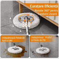 Set cu mop rotativ si galeata din otel inoxidabil, Tija ajustabila, F7, Auriu - 7