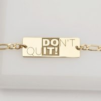 Bratara Barbati Personalizata - Placuta cu Mesaj Don't Quit - Argint 925 Placat cu Aur Galben 18K - 1