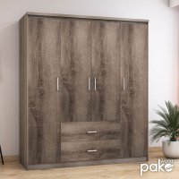 Dulap Olympus cu 4 usi si sertare piele ecologica culoare castillo - toro 159x57x183 - 3