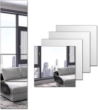 Set de 16 oglinzi acrilice autoadezive, pentru decorarea peretilor, 20x20cm, argintiu - 2