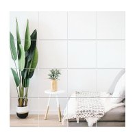 Set de 16 oglinzi acrilice autoadezive, pentru decorarea peretilor, 20x20cm, argintiu - 4