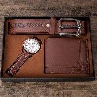 Set Cadou Barbati Fudisenn – Portofel, Curea si Ceas Casual din Imitatie Piele Premium - 1