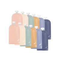 Set 12 Pungi Reutilizabile Jane pentru Hrana Bebelusului, 100 ml, Inchidere Ermetica, BPA-free, Multicolor - 1