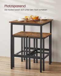 Set masa de bar, Vasagle, Maro-Negru, 60x60x90 cm - 3