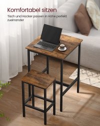 Set masa de bar, Vasagle, Maro-Negru, 60x60x90 cm - 4
