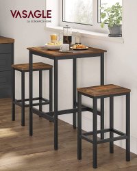 Set masa de bar, Vasagle, Maro-Negru, 60x60x90 cm - 5