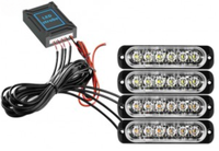 Kit 4 lumini stroboscop 7 functii 12V Galben - 1