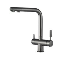 Baterie bucatarie 3 cai cu pipa extractibila  SH-404 Graphite ,   apa calda, rece E i filtrata - 1
