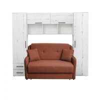 Set dormitor tineret YASMIN M1, 3 corpuri, alb Elvetia, 238x50x200 cm + Canapea GALA extensibila, 2 locuri, caramiziu, 143x98x98 cm - 1