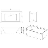 Cada baie freestanding Bella WB-834  acril  170 x 75 x 58 cm  albastru - 2