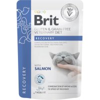 BRIT VD Recovery, Somon, dietă veterinară, plic hrană umedă fără cereale pisici, convalescență, (în sos), 85g - 2