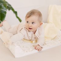 Saltea de infasat Sensillo Beige Leaf 70x49 cm cu intaritura si margine de protectie antirasturnare - 2