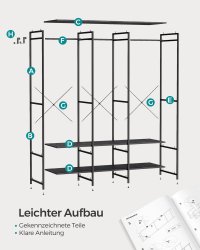 Cuier Songmics Negru 141x40x180 cm - 7