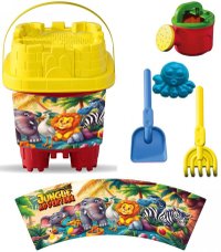 Set de galeata cu accesorii pentru nisip si plaja - 16 x 16 x 21 cm - 6