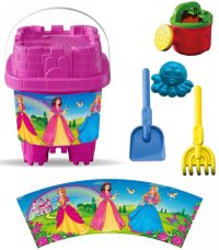 Set de galeata cu accesorii pentru nisip si plaja - 16 x 16 x 21 cm - 2