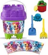 Set de galeata cu accesorii pentru nisip si plaja - 16 x 16 x 21 cm - 4