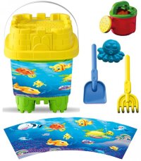 Set de galeata cu accesorii pentru nisip si plaja - 16 x 16 x 21 cm - 5