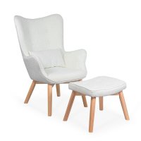 Scaun de relaxare BUC 267 crem cu suport pentru picioare si pernuta - 1