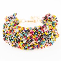 Bratara cu 4 siruri impletite din margelute multicolore - 1
