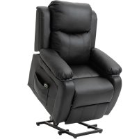 Fotoliu Relax Rabatabil 160° HOMCOM, Fotoliu Electric cu Ridicare cu Suport pentru picioare si Telecomanda, din Imitatie de piele, Negru - 1