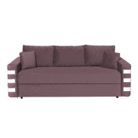 Canapea LIMA extensibila, 3 locuri, cu arcuri si lada depozitare, mov + ornamente alb, 230x110x80 cm - 1