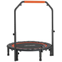 Trambulină Pliabilă HOMCOM cu Mâner Ajustabil și Monitor LCD, Ø102x99-123 cm, Negru - 1