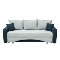 Canapea SUSIE extensibila, 3 locuri, cu arcuri si lada depozitare, albastru + gri albastrui, 222x105x80 cm - 1