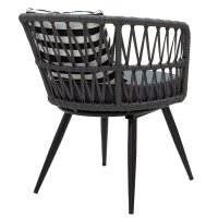 Fotoliu Naoki metal negru - pe gri - perna negru alb - 2