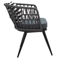 Fotoliu Naoki metal negru - pe gri - perna negru alb - 3