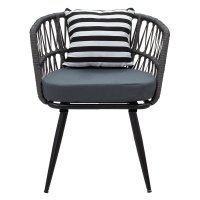 Fotoliu Naoki metal negru - pe gri - perna negru alb - 4