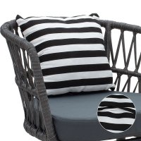 Fotoliu Naoki metal negru - pe gri - perna negru alb - 5