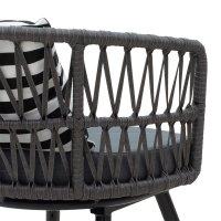 Fotoliu Naoki metal negru - pe gri - perna negru alb - 6