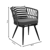 Fotoliu Naoki metal negru - pe gri - perna negru alb - 7