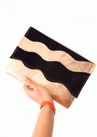 Plic din piele naturala handmade, cupru si negru, design unic - 1