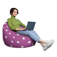 Fotoliu Puf Bean Bag tip Para XL mov cu buline albe - 3