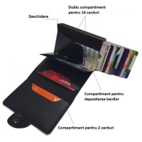 Portofel RFID dublu iUni P3, 16 carduri, Bleumarin - 5
