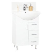 Set Baza si Lavoar Seria 005, Alb, Eco, 55 cm, cu Sertare - 1