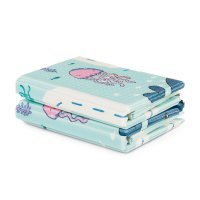 Covoras educativ PetiteMars Campy S din spuma XPE non-toxica, cu doua fete, suprafata antiderapanta, 120x120 cm, pliabil compact 40x30x13 cm, model animalute si forme geometrice - 3