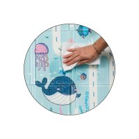 Covoras educativ PetiteMars Campy S din spuma XPE non-toxica, cu doua fete, suprafata antiderapanta, 120x120 cm, pliabil compact 40x30x13 cm, model animalute si forme geometrice - 5