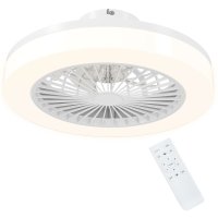 Ventilator de Tavan HOMCOM cu Lumină LED Ajustabilă, 6 Viteze și Flux Reversibil, Ø46x16 cm, Alb - 1
