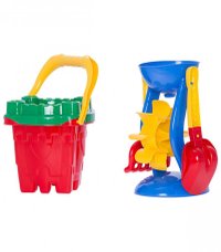 Set de joaca pentru nisip cu galeata, sita, cazma, grebla si morisca - 1